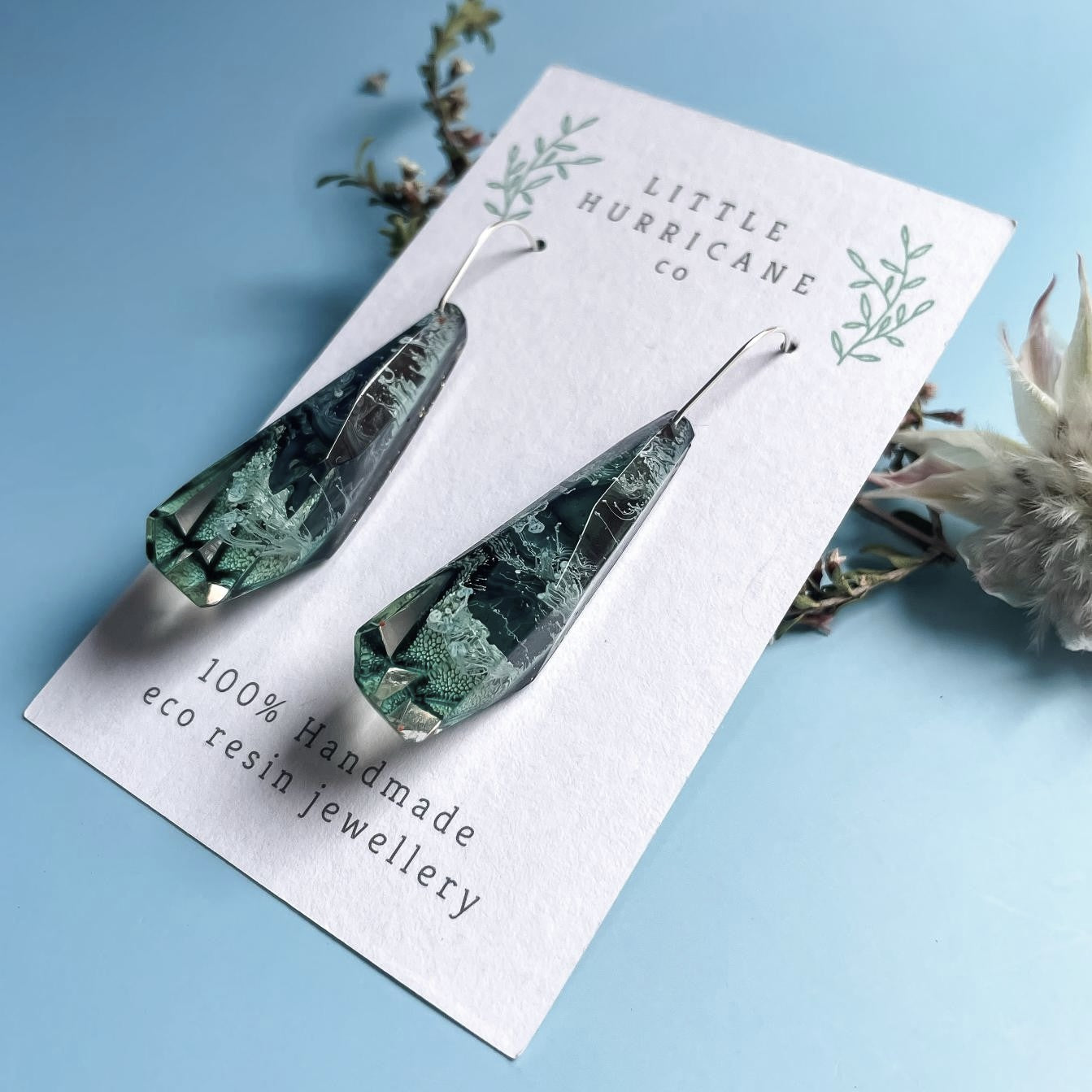 Icy Teal Faceted Dangles