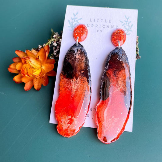 Golden Sunset Geode Dangles