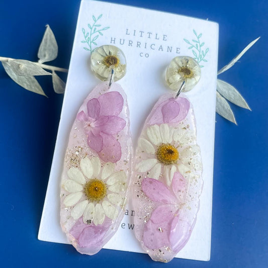Pink Hydrangea & Daisy on Pink Geode