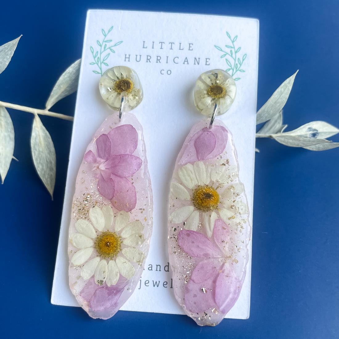 Pink Hydrangea & Daisy on Pink Geode