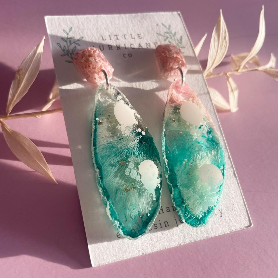 Turquoise Waters Geode Dangles