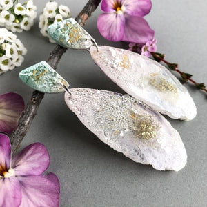 Lavender Golden Geode Dangles