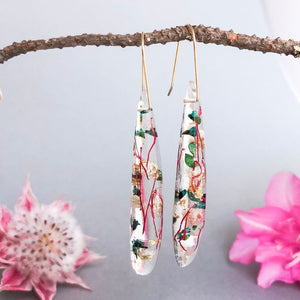 Teardrop Dangles - Rice flower and Thryptomene