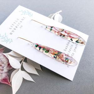 Teardrop Dangles - Rice flower and Thryptomene