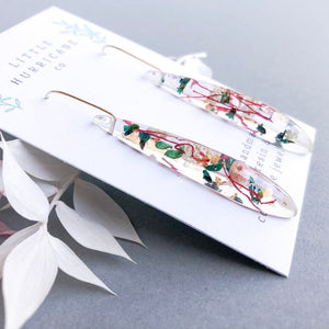Teardrop Dangles - Rice flower and Thryptomene