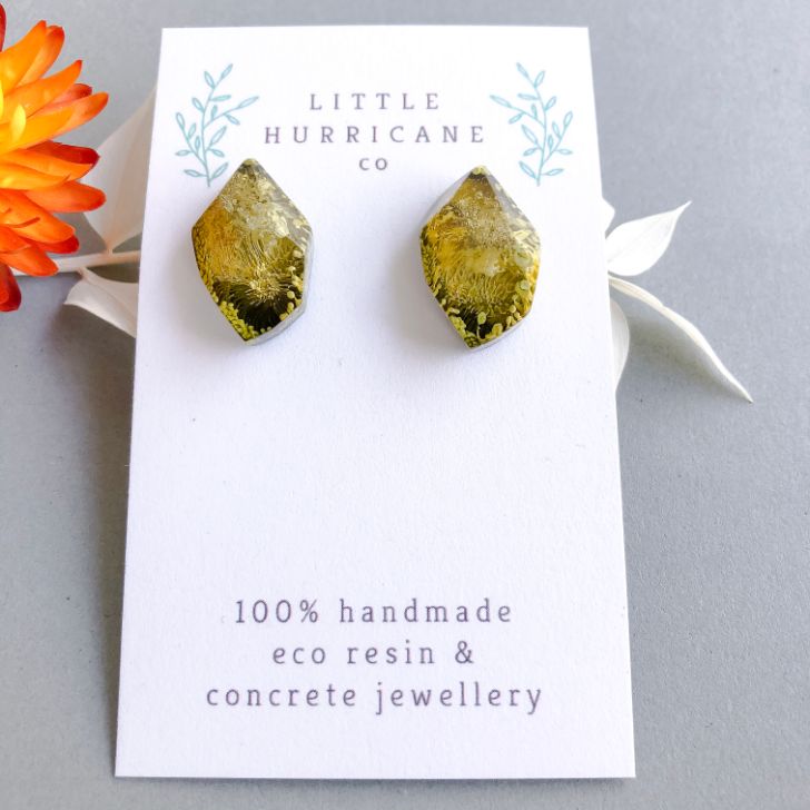 Golden Green Gem Studs