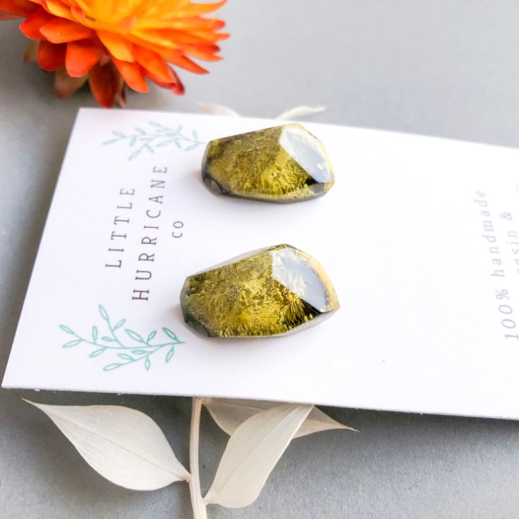 Golden Green Gem Studs