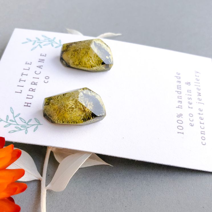 Golden Green Gem Studs