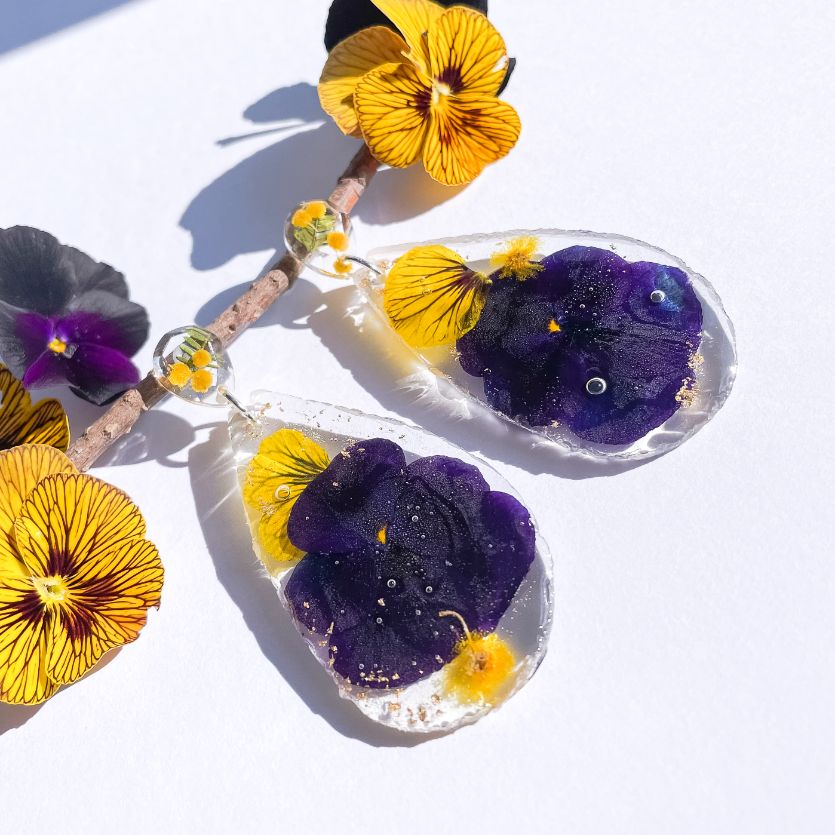 Tiger Eye & Black Magic Viola Geode Earrings