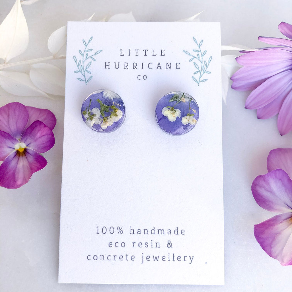 Button Studs - Viola and Alyssum