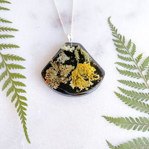 Foraged Lichen fan necklace