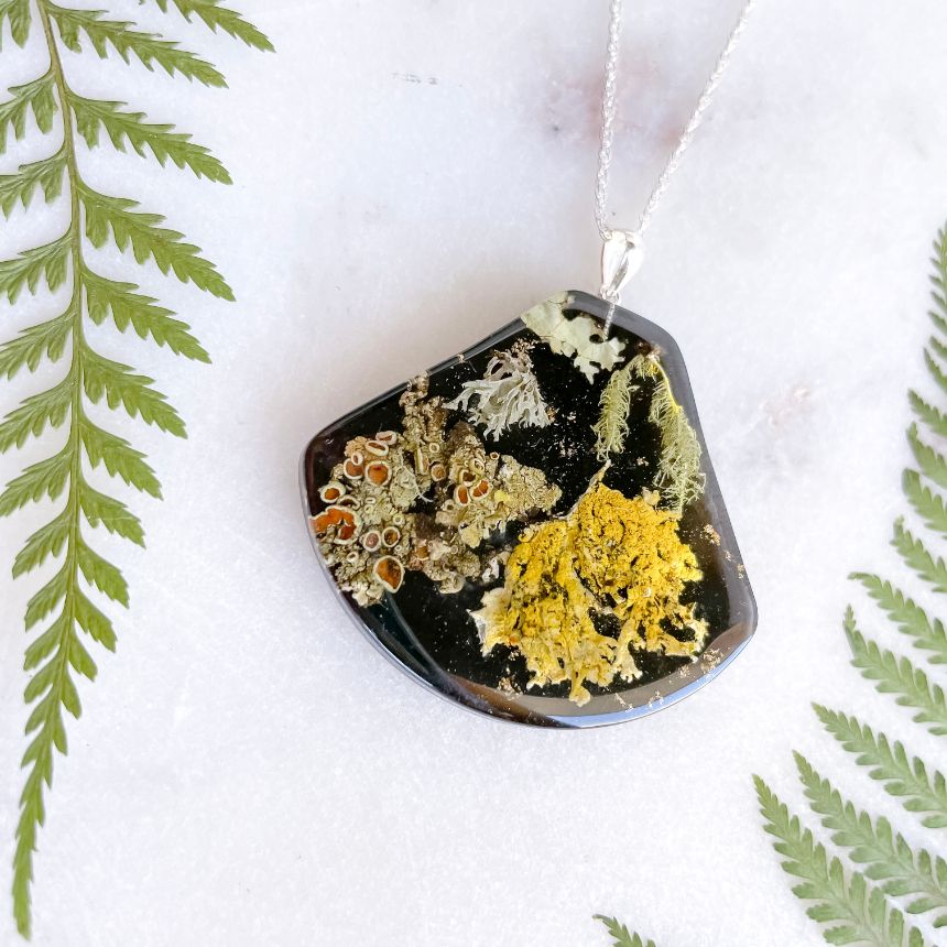 Foraged Lichen fan necklace