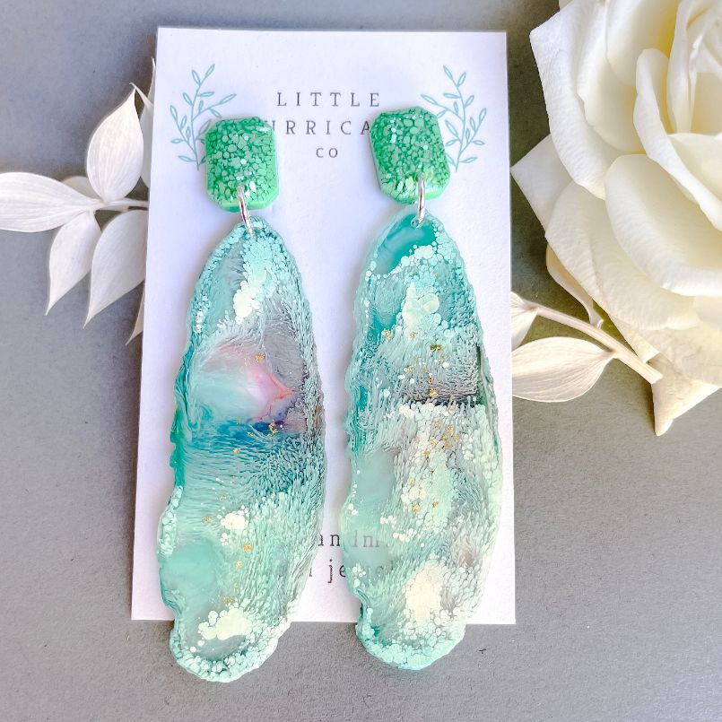 Turquoise Waters Geode Dangles