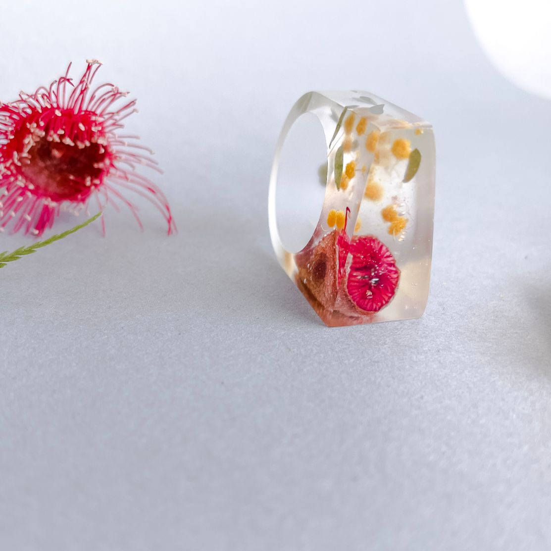 Translucent Statement Ring - Red Gum