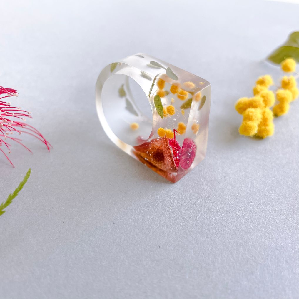 Translucent Statement Ring - Red Gum