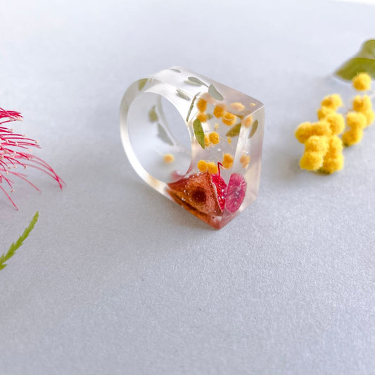 Translucent Statement Ring - Red Gum
