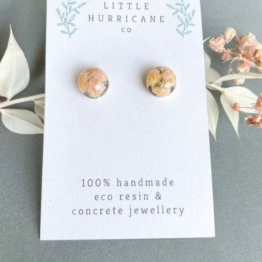 Sphere Studs - Vintage Pink Baby's breath