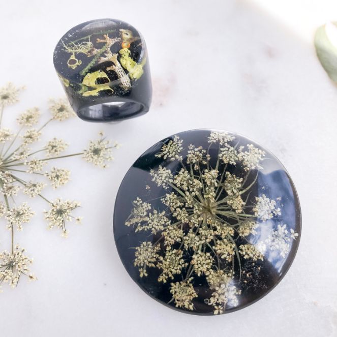 Super Statement Ring - Lichen on Black