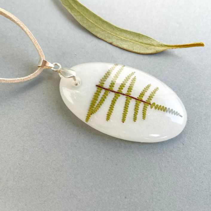 Foraged Fern Necklace on White