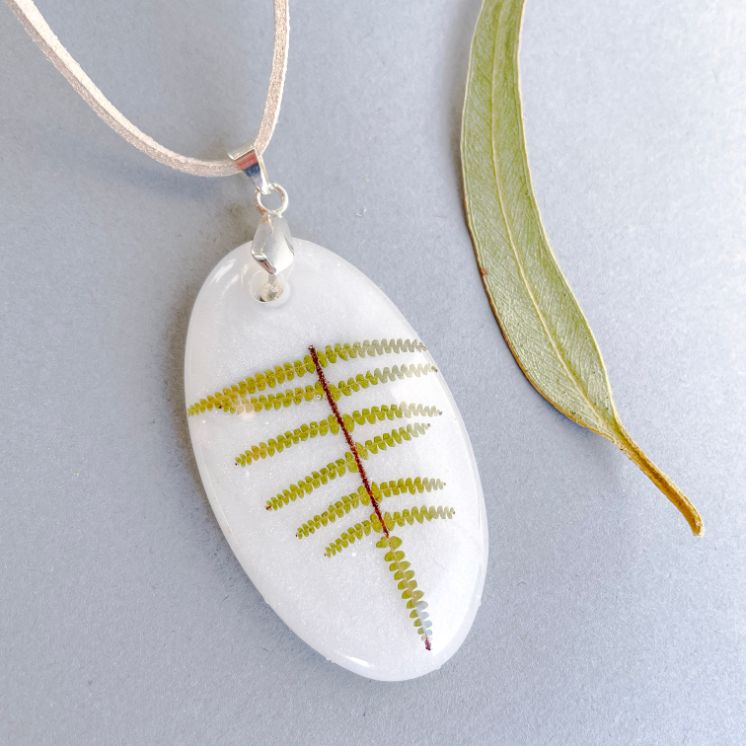 Foraged Fern Necklace on White