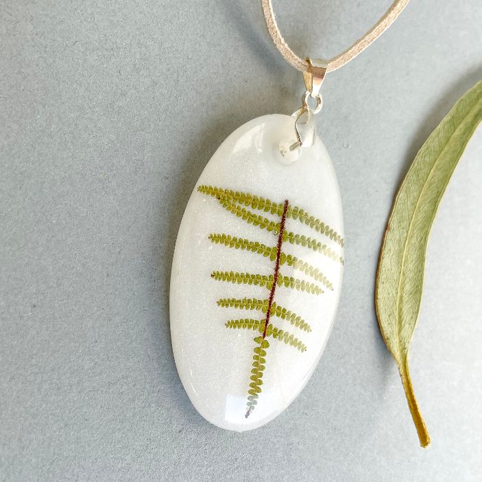 Foraged Fern Necklace on White