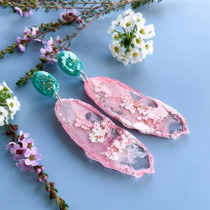 Pink Lake Geode Dangles