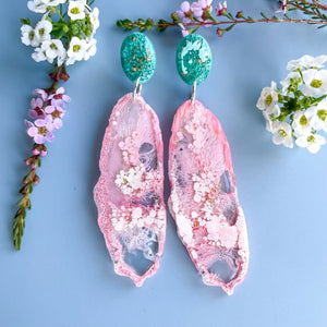 Pink Lake Geode Dangles