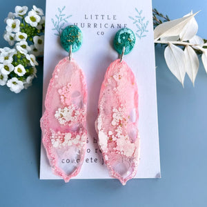 Pink Lake Geode Dangles