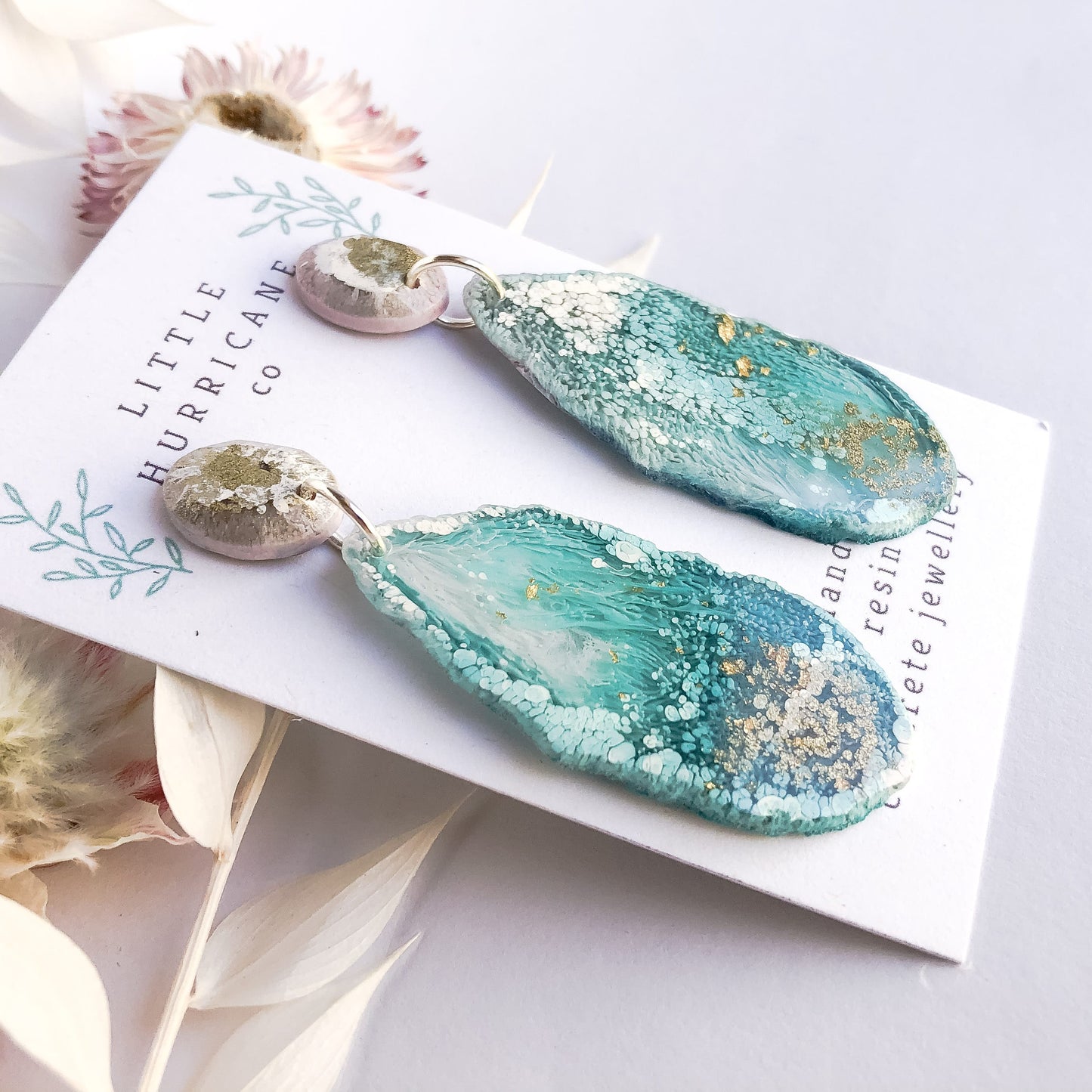 Turquoise Waters Geode Dangles small
