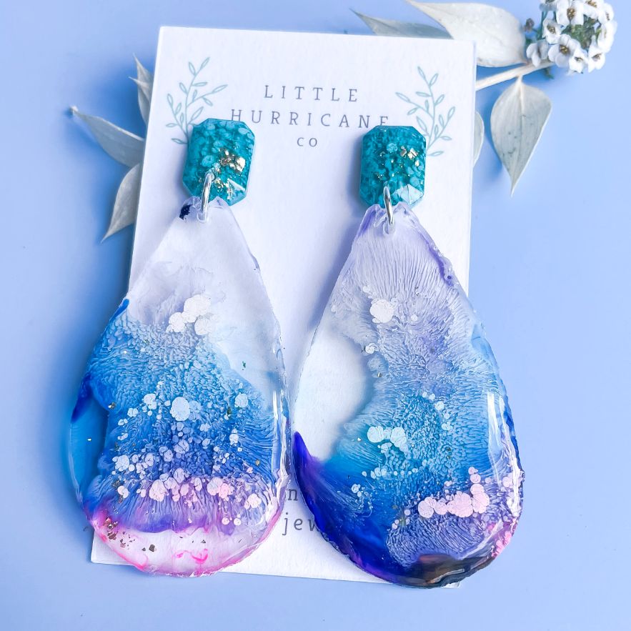 Blue lagoon Geode Dangles