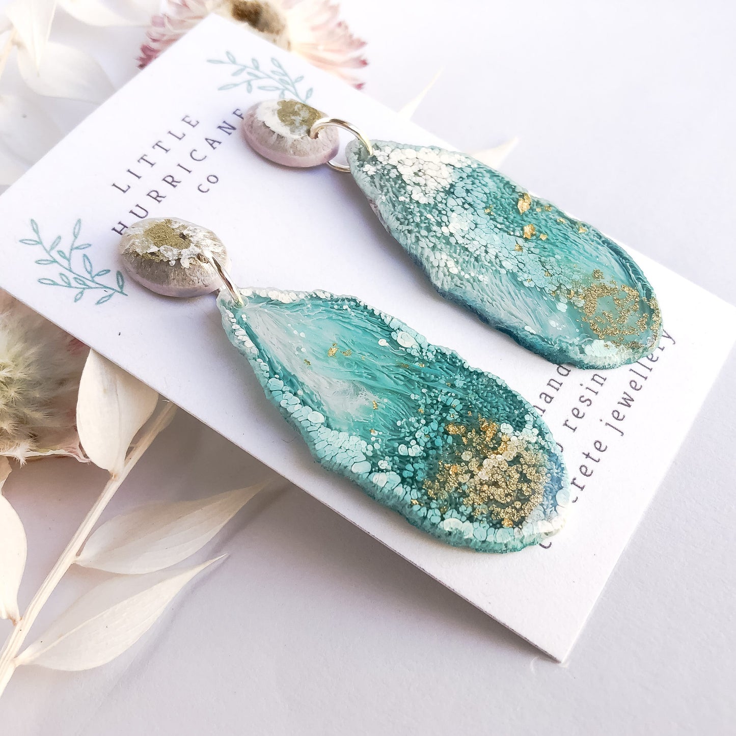 Turquoise Waters Geode Dangles small