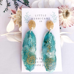 Emerald Gold Geode Dangles