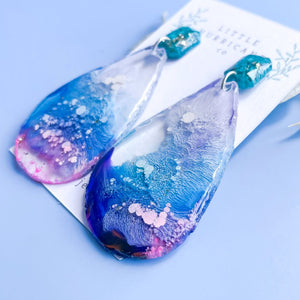 Blue lagoon Geode Dangles