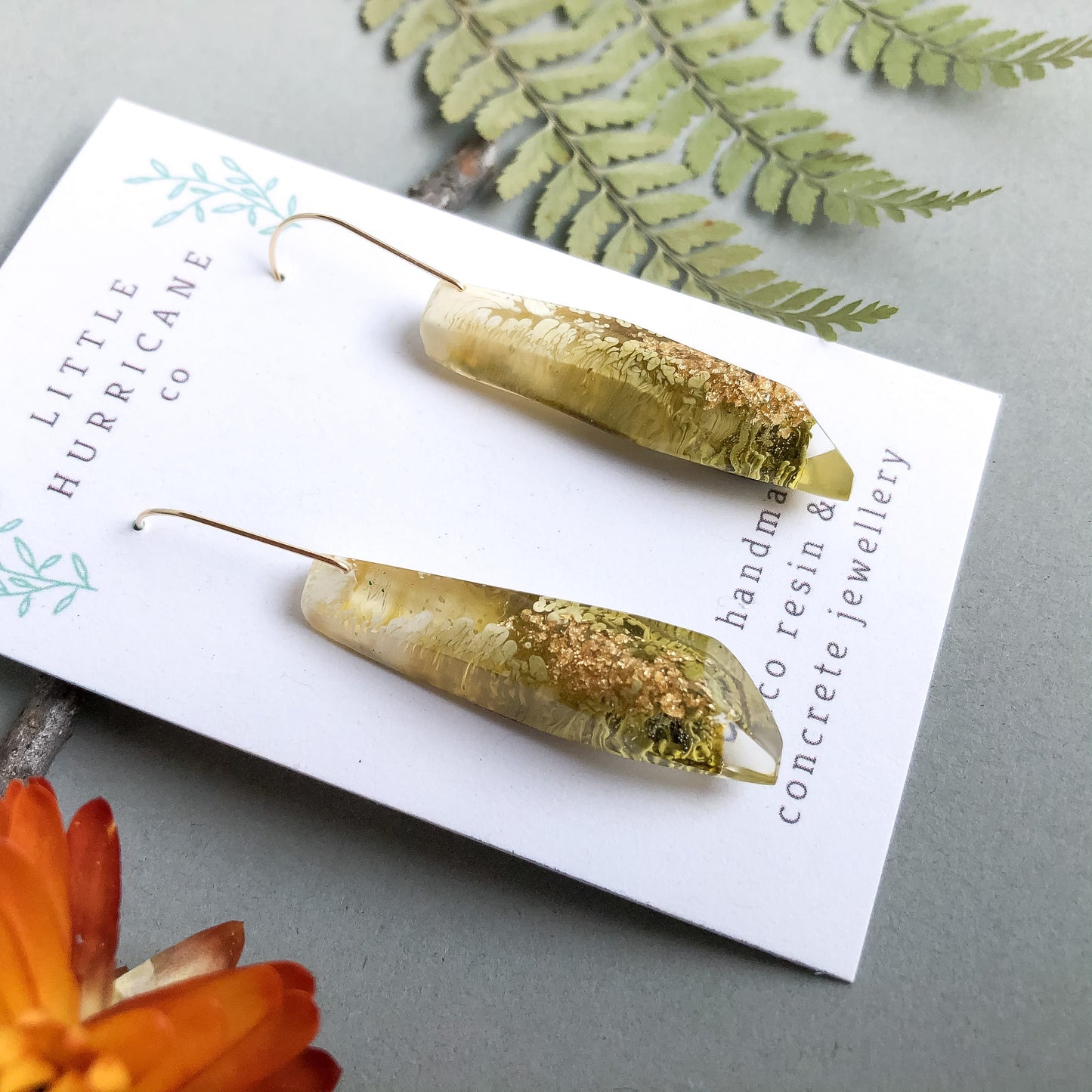 Golden Olive Green Faceted Dangles