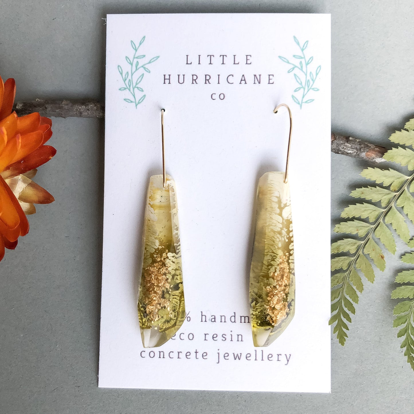 Golden Olive Green Faceted Dangles