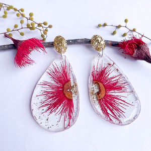 Pressed Red Gum Teardrop Dangle