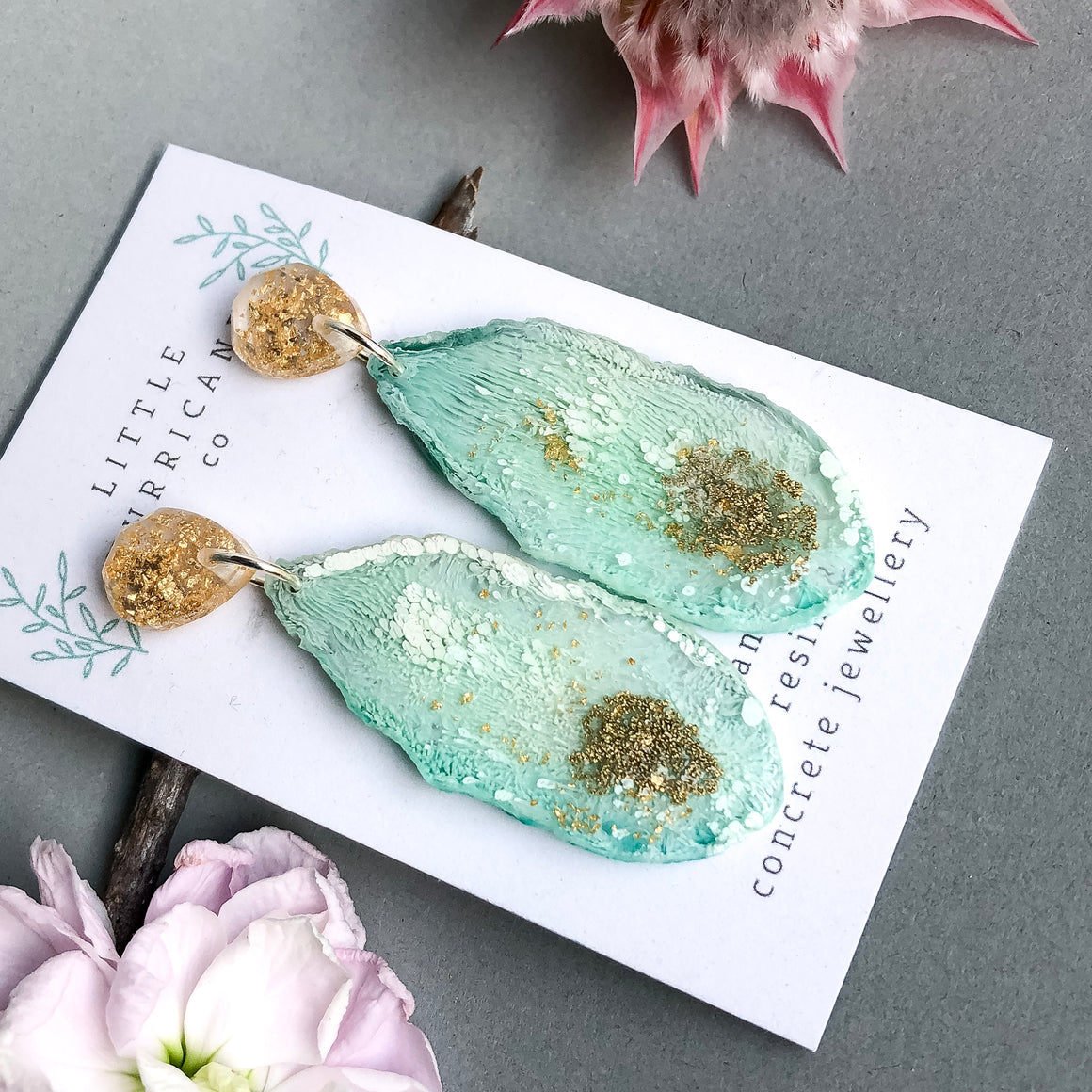 Mint Jade Geode Dangles small