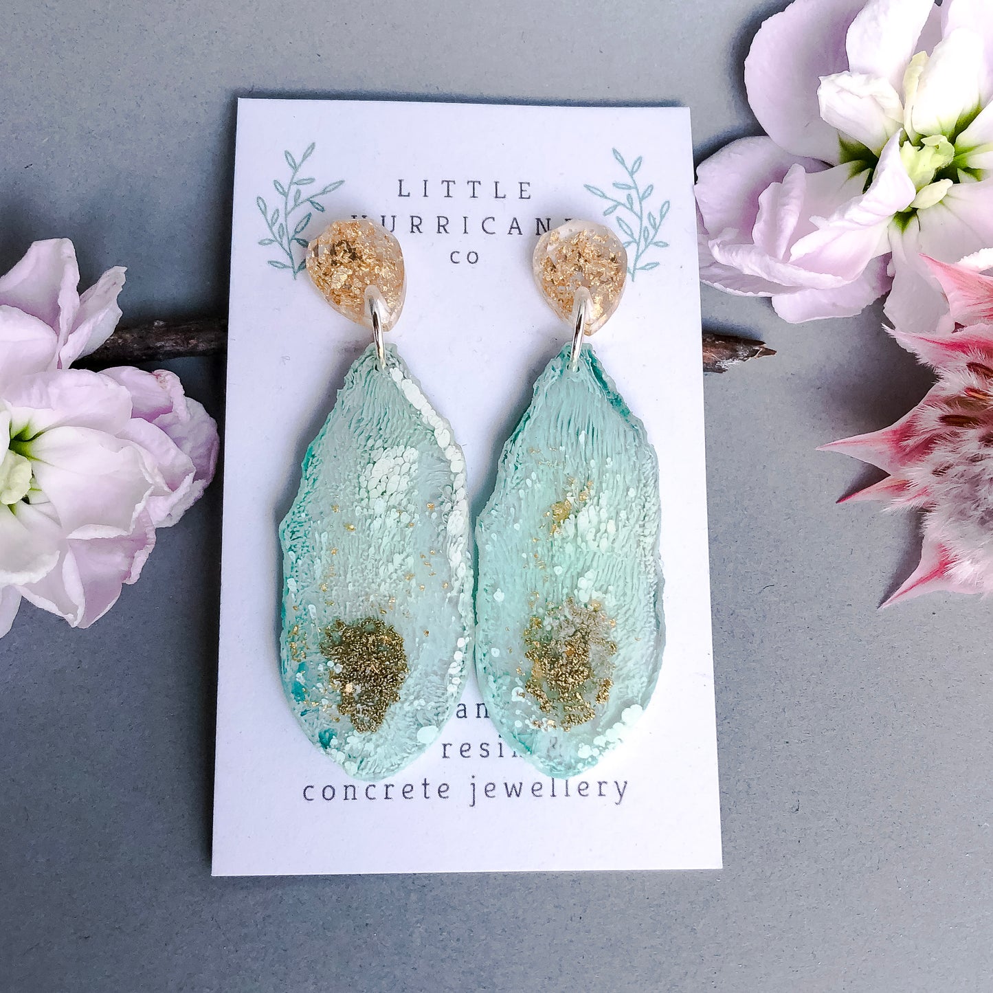 Mint Jade Geode Dangles small