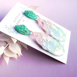 Pastel Coral Geode Dangles small