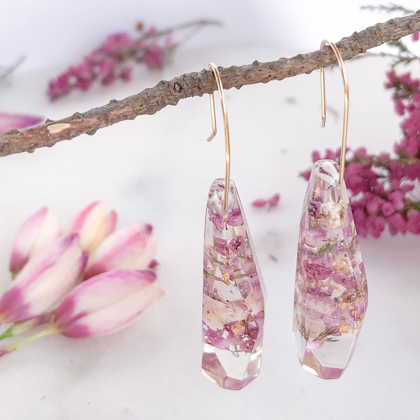 Faceted Dangle - heath flowers