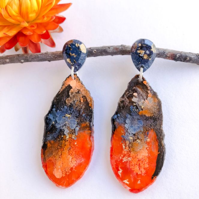 On Fire Geode Dangles small