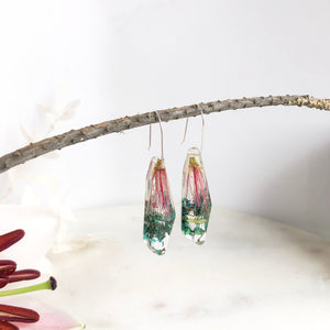 Pink Bottle Brush Faceted Dangle