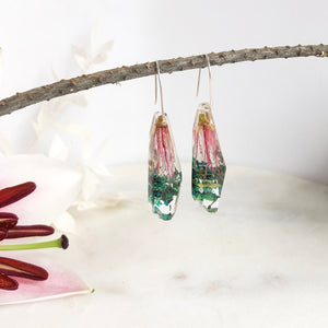 Pink Bottle Brush Faceted Dangle