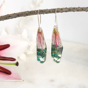 Pink Bottle Brush Faceted Dangle