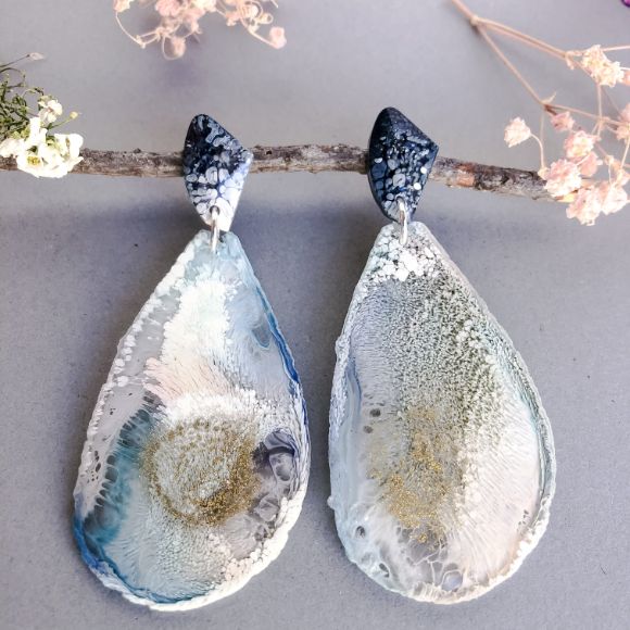 Paint Splatter Geode Dangles