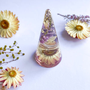 Pastel pink everlasting Daisy Ring Cone