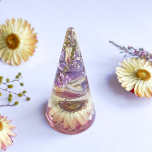 Pastel pink everlasting Daisy Ring Cone