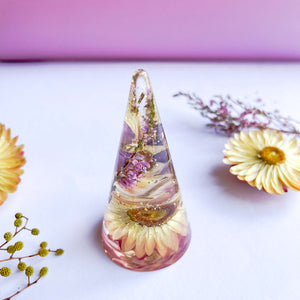 Pastel pink everlasting Daisy Ring Cone