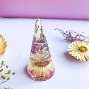 Pastel pink everlasting Daisy Ring Cone