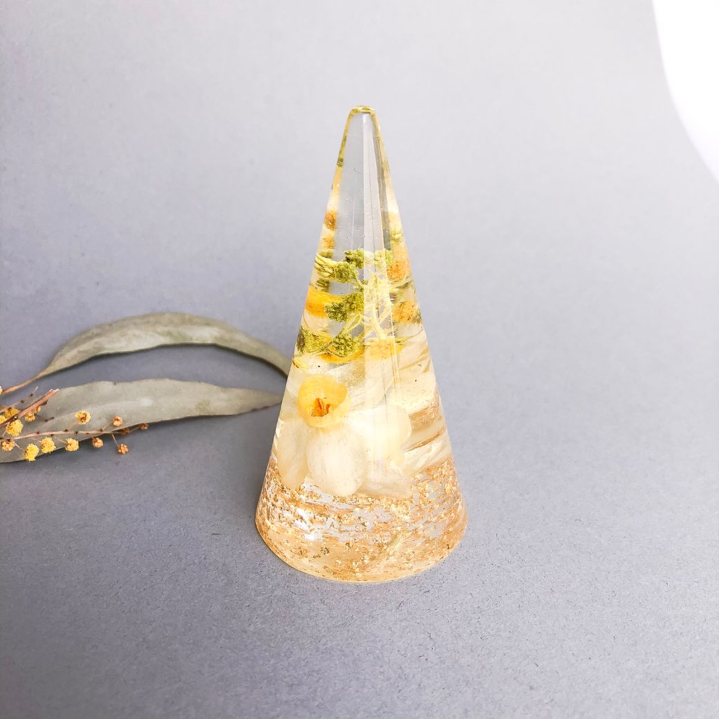Custom for Angela Z - Wattle and Daisy Ring Cone
